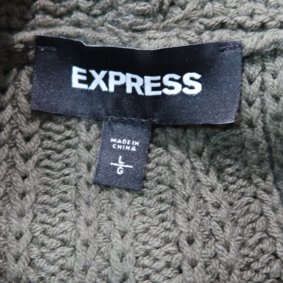 Express Sweater Womens Turtleneck Chunky Knit Oversized Baggy Olive Green L - Picture 13 of 16